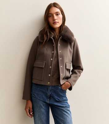 Mink Faux Fur Collar Short Shacket