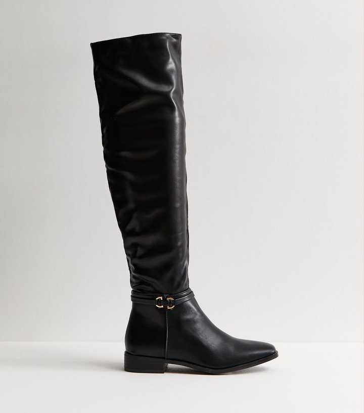 Public Desire Black Faux Leather Boots
