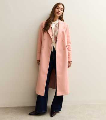 Pale Pink Double Breasted Midi Coat