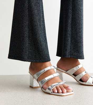 Public Desire Silver Yosha Mule Sandals
