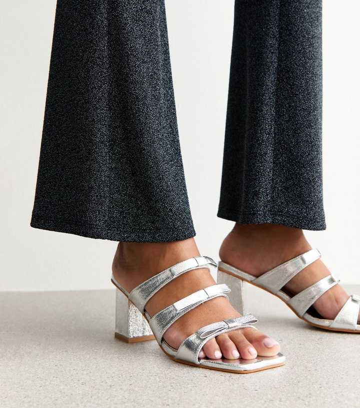 Public Desire Silver Yosha Mule Sandals