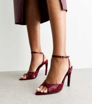 Public Desire Burgundy Caught On Open Toe Heeled Sandals