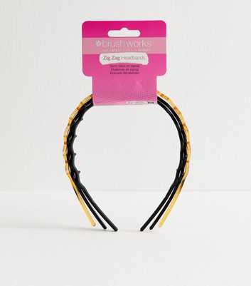 Brushworks Pack of 3 Brown Zig Zag Headbands