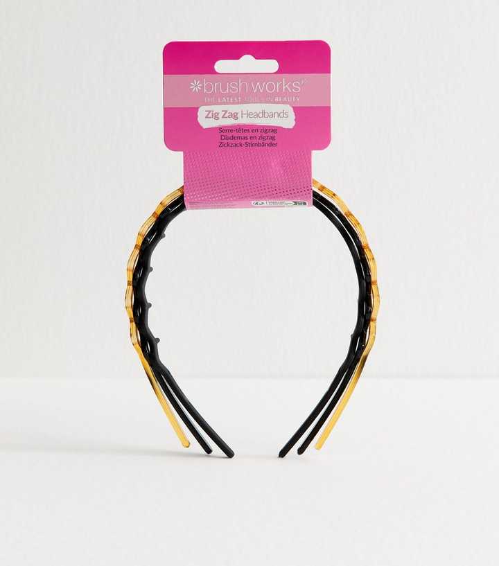 Brushworks Pack of 3 Brown Zig Zag Headbands