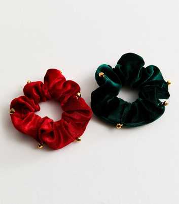 Pack of 2 Red Christmas Jingle Bell Scrunchies