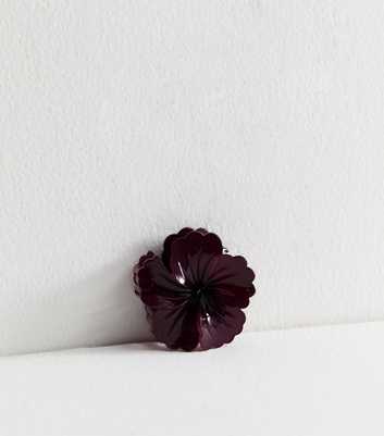 Dark Purple Hibiscus Flower Hair Claw Clip