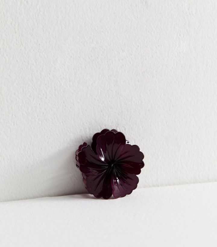 Dark Purple Hibiscus Flower Hair Claw Clip