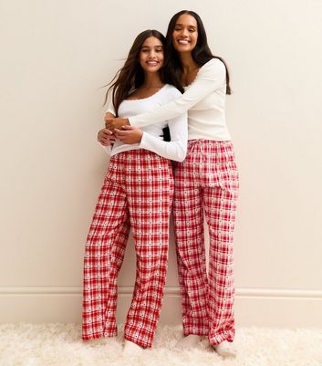 Red Heart Check Pyjama Bottoms New Look