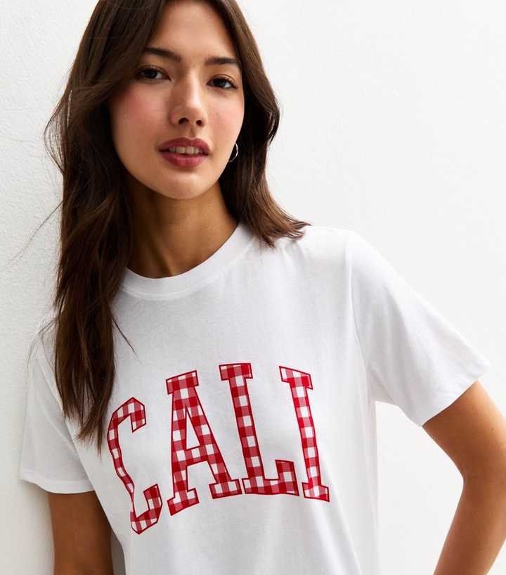 White Cali Slogan Print T-Shirt