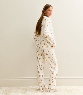 Cream Teddy Long Sleeve Shirt and Trousers Pyjama Set New Look