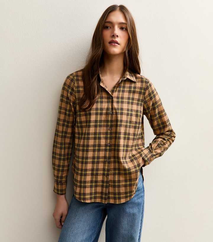Yellow Cotton Check Shirt
