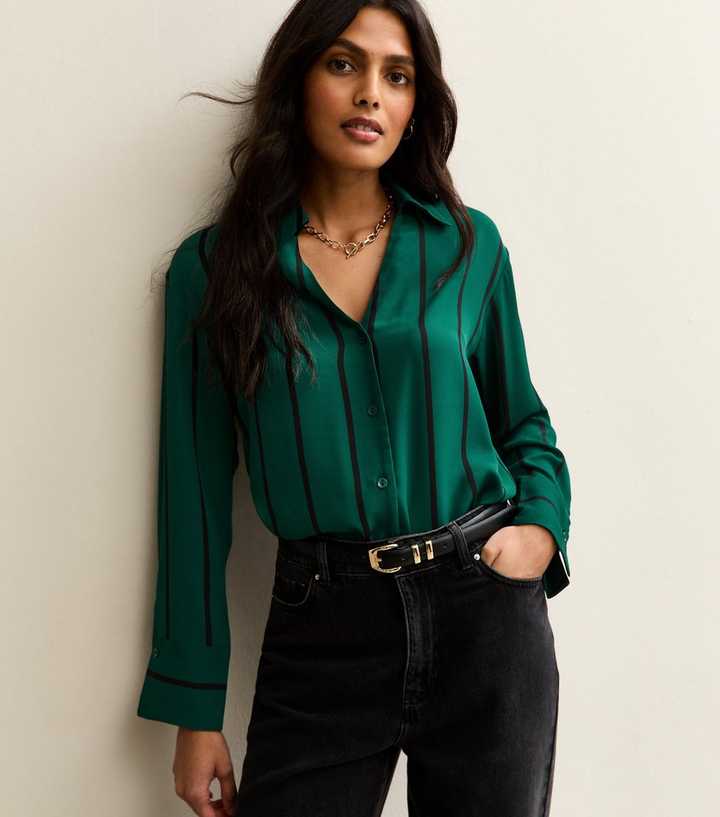 Green Striped Long Sleeve Shirt