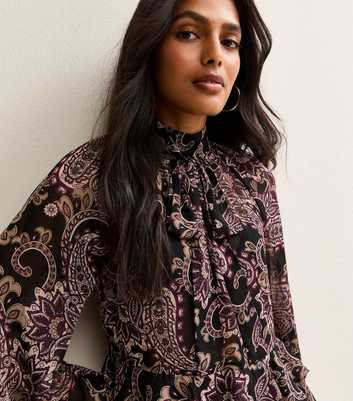 Black Paisley Long Sleeve Blouse
