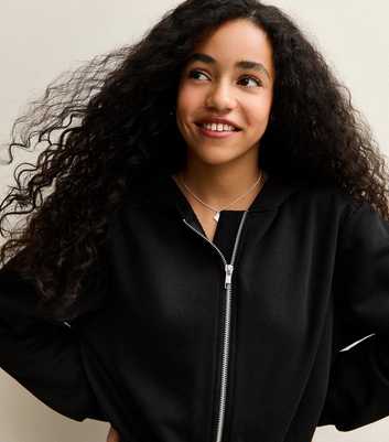 Girls Black Zip Through Hoodie
