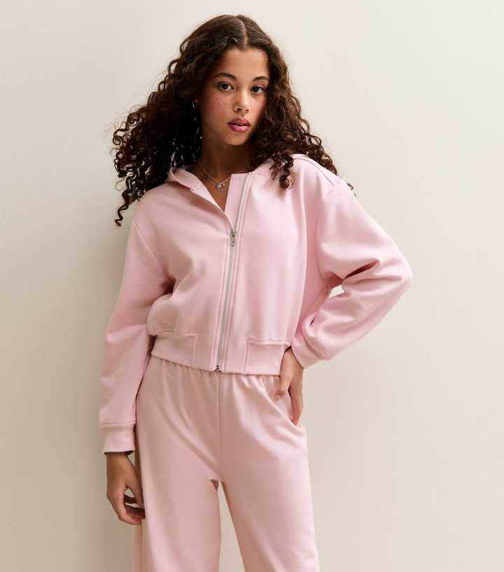 Girls Pink Zip Through Hoodie