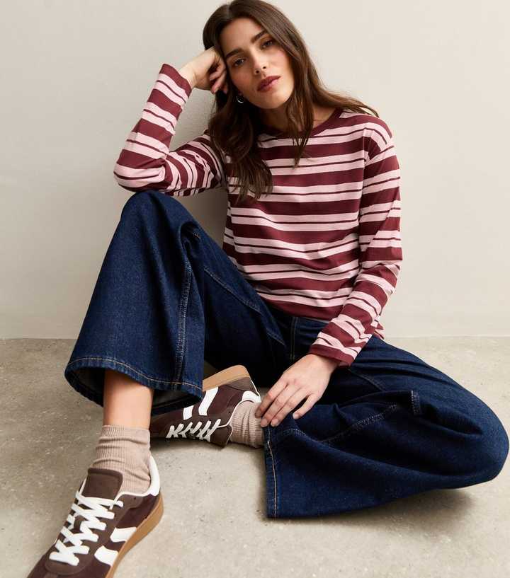Pink Striped Long Sleeve Top