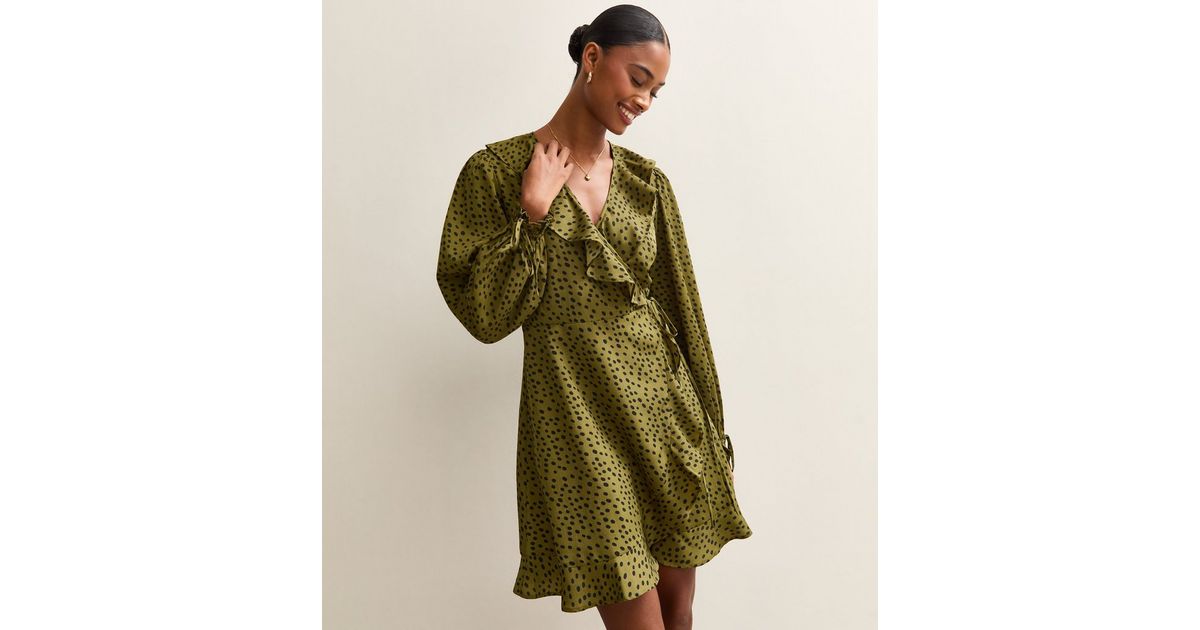 green spot wrap dress Mini Midi dress
