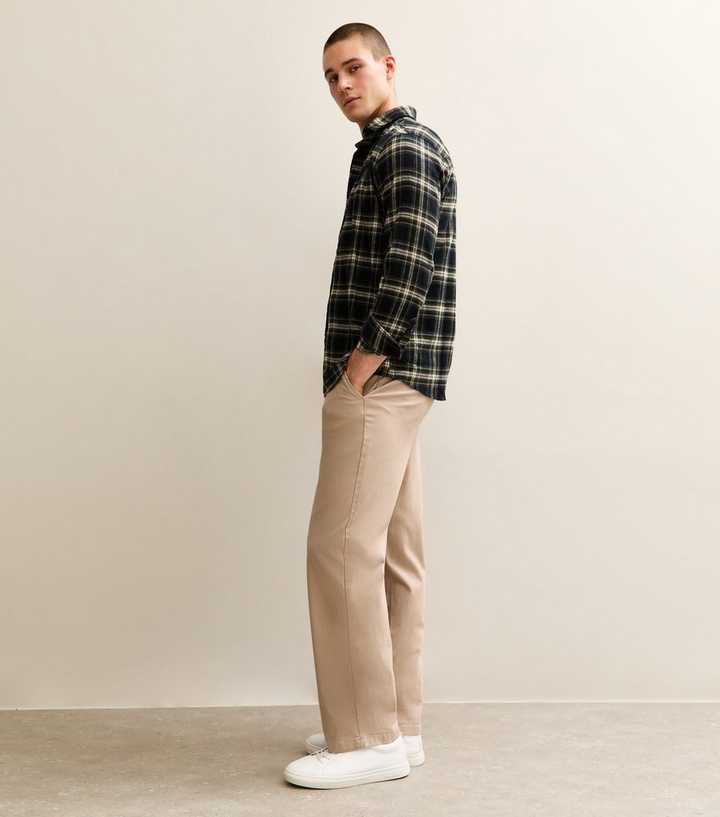 Stone Relaxed Straight Leg Chino Trousers