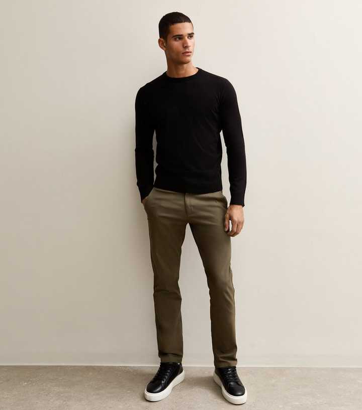Dark Khaki Slim Chino Trousers