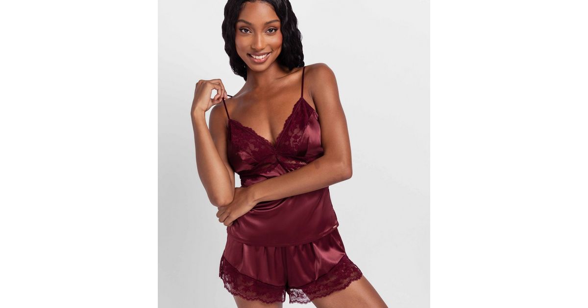 Lace Red Camisole Nightwear Dorina Bright Red Lace Trim Satin