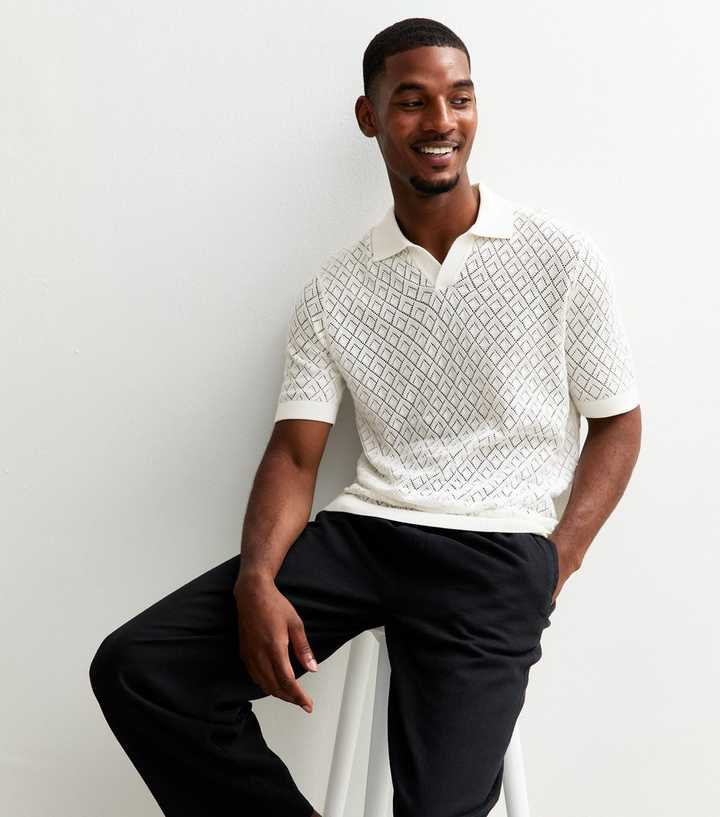 Only & Sons Stone Diamond Open Knit Polo Shirt
