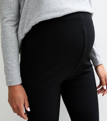 High Waisted Wet Look Leggings Asda Maternity Black Ribbed