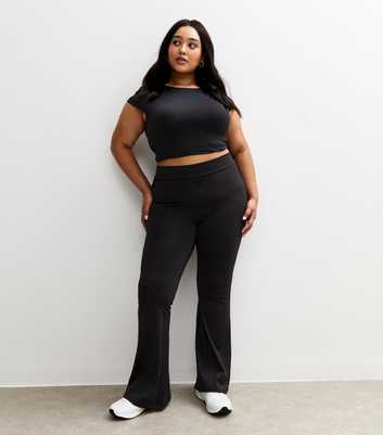 Curves Black Contour Flared Leggings