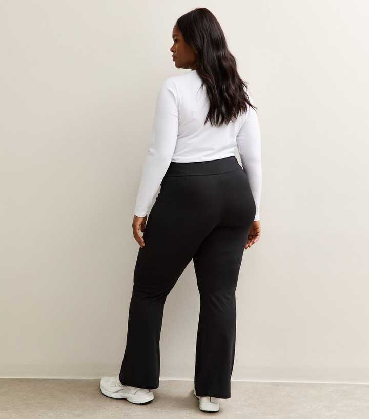 Curves Black Kick Flare Leggings | New Look