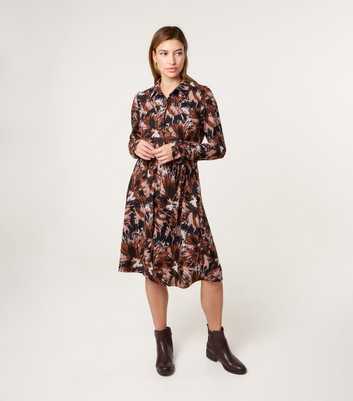 Blue Vanilla Black Patterned Belted Shirtdress