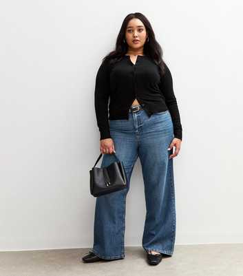 Curves Blue Adalae High Waist Wide Leg Jeans