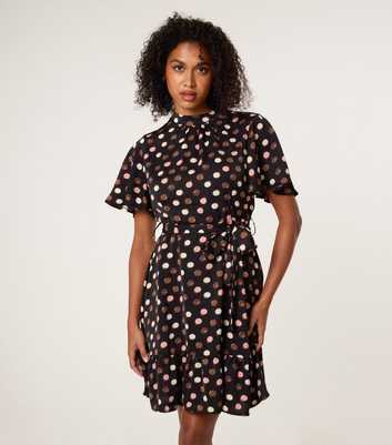 Blue Vanilla Black Polka dot High Neck Mini Dress