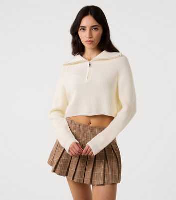 Pink Vanilla Off White Half Zip Knit Jumper