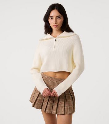 Pink Vanilla Off White Half Zip Knit Jumper | New Look