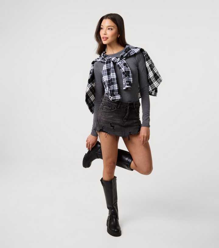 Pink Vanilla Black Distress Denim Shorts