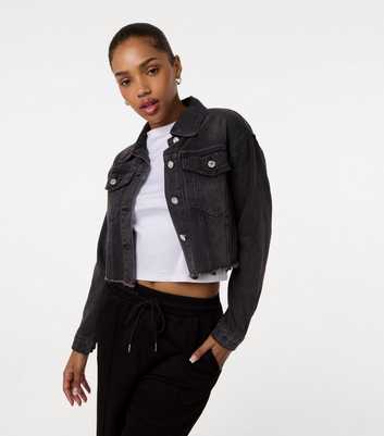 Pink Vanilla Black Crop Denim Jacket