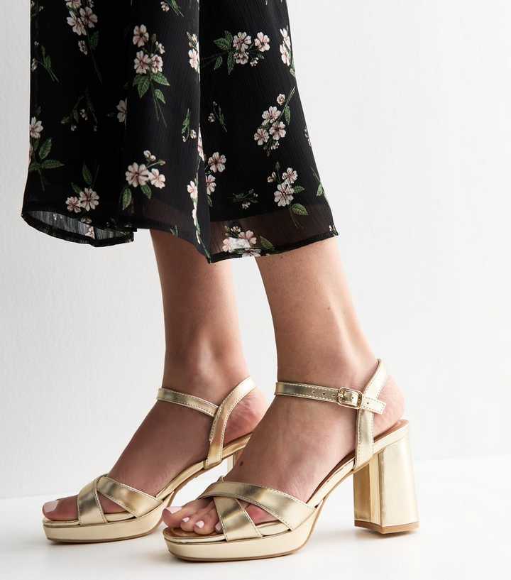 Gold Platform Heel Sandals