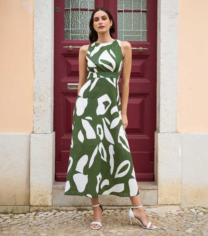 Yumi Green Abstract Print Maxi Dress