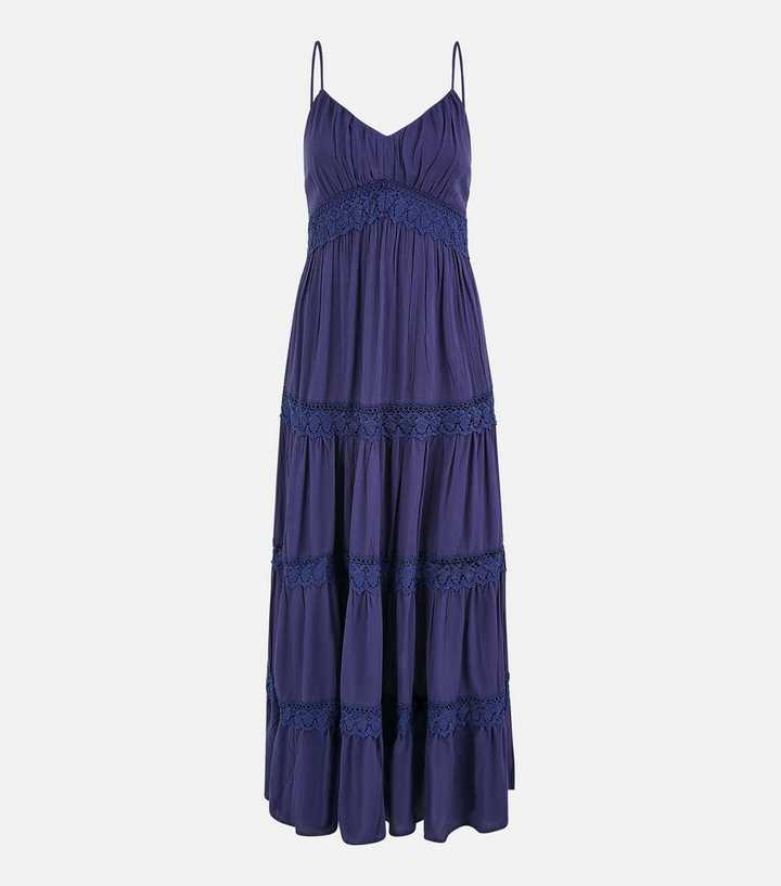 Yumi Navy Lace Tier Maxi Dress | New Look Yumi Navy Lace Tier Maxi Dress | New Look