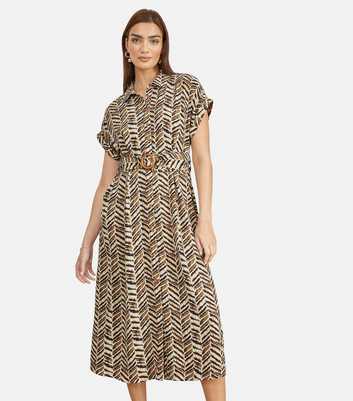 Yumi Black Chevron Print Shirt Dress