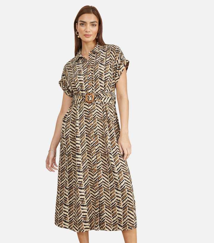Yumi Black Chevron Print Shirt Dress