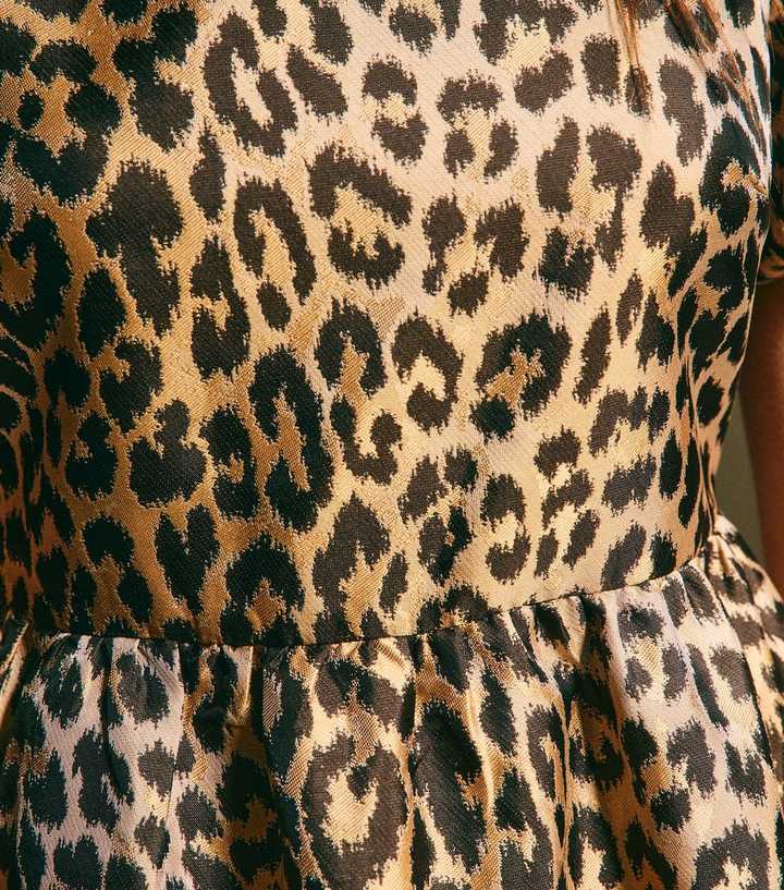 Brown Leopard Print Jacquard Mini Dress | New Look