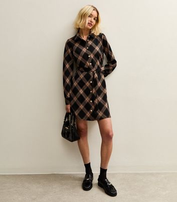 【正規品】Checked Shirt Mini Dress Check Shirt Skater Mini Dress | Apricot Clothing