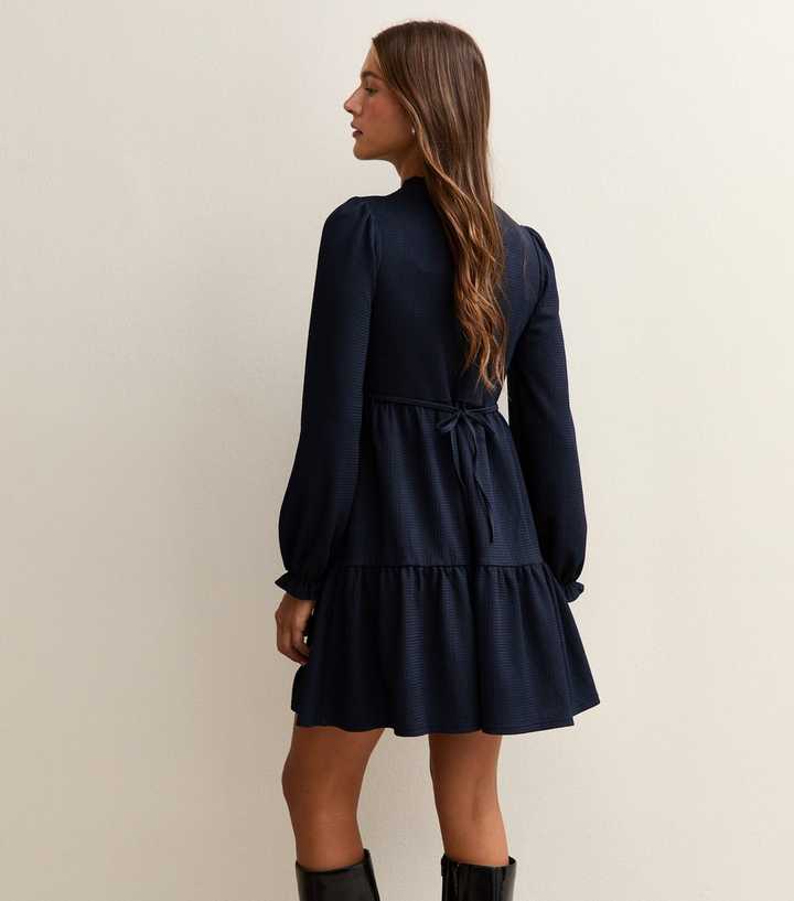 knee length dresses for ladies Boho Western Long Sleeve Embroidered Back Front Button Tiered Mini Dress Olive / S-M-L/2-2-2