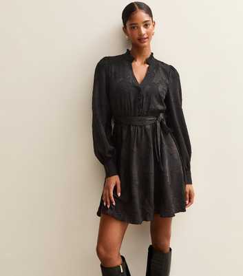 Black Floral Devore Mini Dress