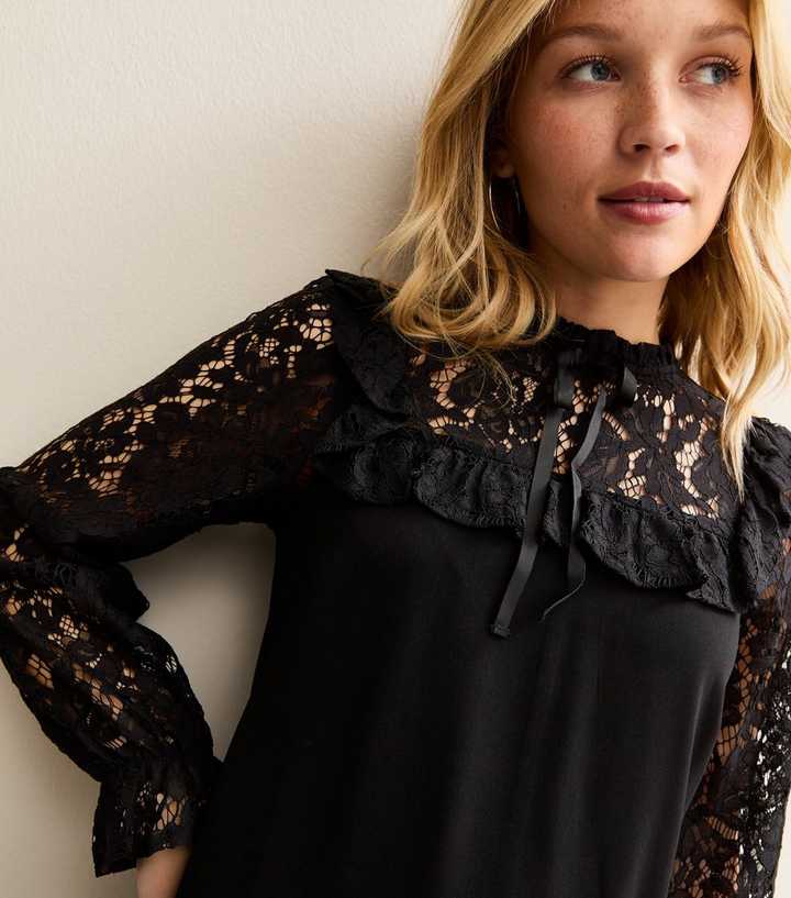 chinese dress ladies Black Smocked Lace Dress – WE701 main image 0