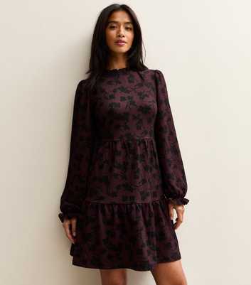 Petite Purple Floral Tiered Mini Dress