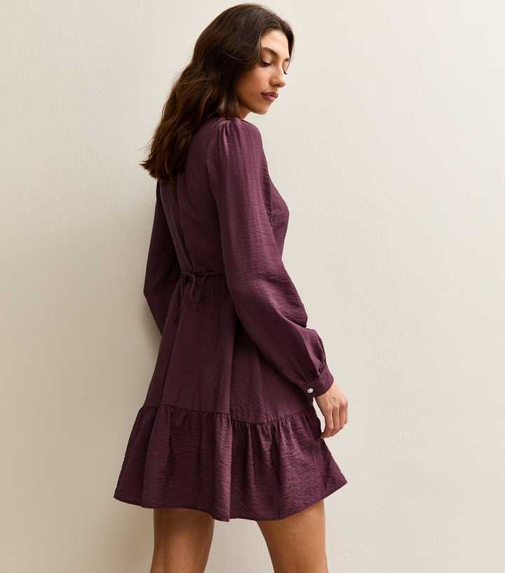fitted lace wedding dress Purple Knit Dress Long Sleeve Off Shoulder Mini main image 0