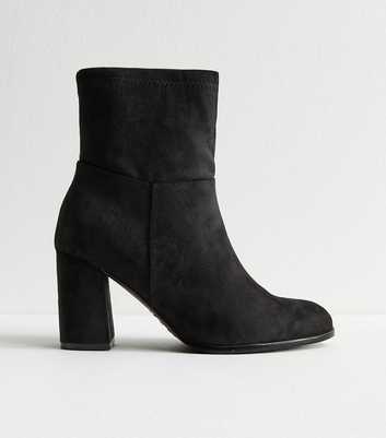 Wide Fit Black Faux Suede Ankle Boots