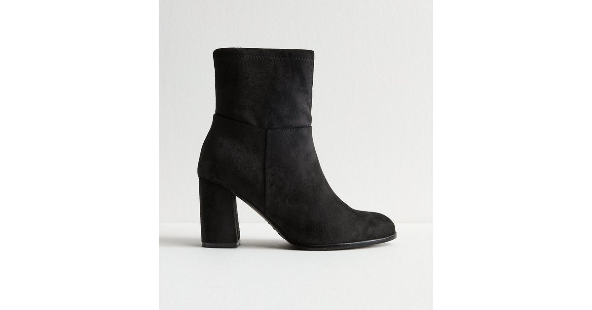 Wide Fit Black Faux Suede Ankle Boots | New Look
