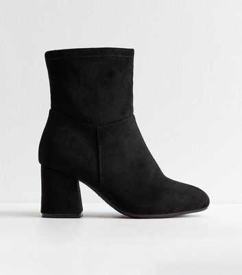 Extra Wide Fit Black Faux Suede Sock Ankle Boots
